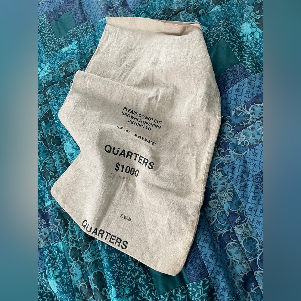 US Mint Vintage Canvas Bank Bag $1000 in Quarters